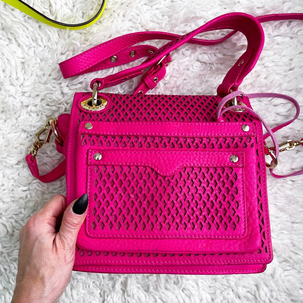 Rebecca Minkoff Perforated Hot Pink Magenta Shoulder bag - Picture 1 of 17